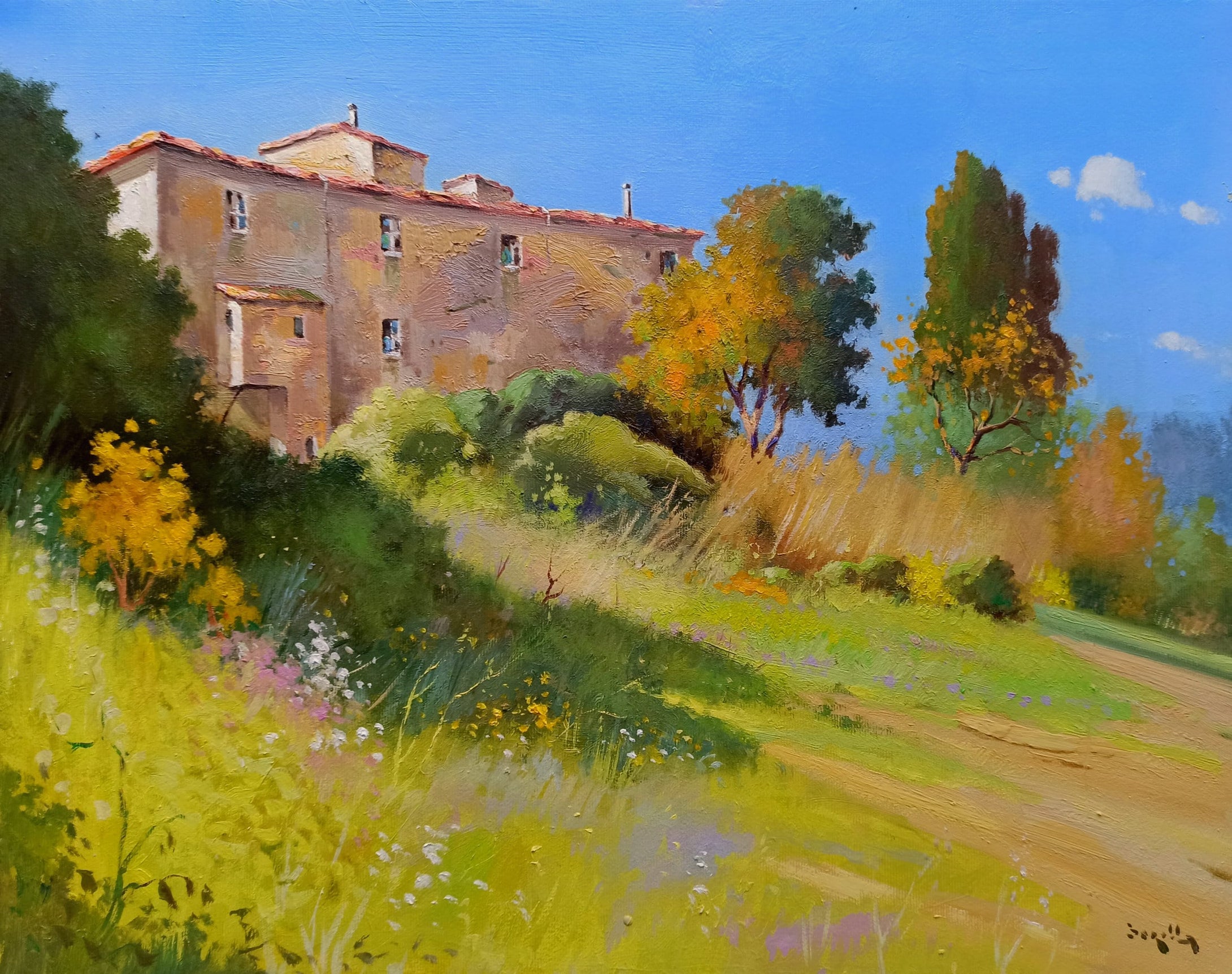 Painting Tuscany landscape 
