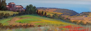 Tuscany country painting "Hill sea view" original oil Master painter Andrea Borella artwork Italy landscape home decor