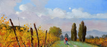 Load image into Gallery viewer, Painting Tuscany vineyard landscape &quot;In autumn&quot; original artwork Andrea Borella Master painter Italian charm design wall home decor
