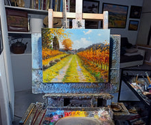 Load image into Gallery viewer, Painting Tuscany vineyard landscape &quot;Autumn impression&quot; original artwork Andrea Borella Master painter Italian charm design wall home decor
