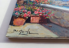 Load image into Gallery viewer, Painting Amalfi flowering seaside vertical version oil canvas original Gianni Di Guida 1965 Italian painter home wall decor

