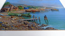 Load image into Gallery viewer, Painting &quot;Seaside with boats&quot; Argentario Grosseto Italian charms gifts artwork oil painter Claudio Pallini Italy Toscana home decor 
