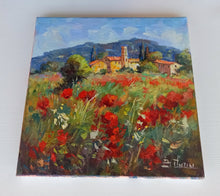 Load image into Gallery viewer, Tuscany ! painting original &quot;Bloomed countryside n1&quot; oil artwork Bruno Chirici 1947 wall home decor wall Italy landscape
