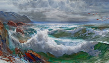 Load image into Gallery viewer, Sea swell painting n*1 series &quot;Sea storms&quot; oil canvas 19.5x27.5 inches painter Bruno Di Giulio 1943 Italian wall home decor charms
