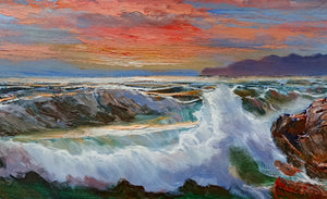 Sea swell painting n*2 series "Sea storms" oil canvas 19.5x27.5 inches painter Bruno Di Giulio 1943 Italian wall home decor charms