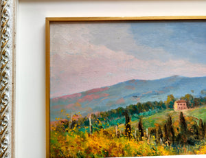 Tuscany painting "Into the countryside - medium version" vineyard landscape oil original Giancarlo Carmignani 1951 Italian art