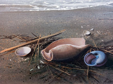 Load image into Gallery viewer, Italian painting &quot;Marina 50x100 cm&quot; master painter Agostino Cancogni 1950 swell beach shell sea original oil canvas
