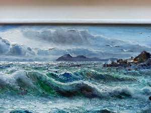 Painting n*2 "The sea storms of Rossella Baldino 1973" original oil certified Italian home decor gift idea
