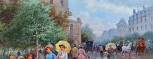 Load image into Gallery viewer, Paris France painting &quot;Parisian city life&quot; original oil on canvas artwork painter Domenico Ronca French decor
