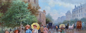 Paris France painting "Parisian city life" original oil on canvas artwork painter Domenico Ronca French decor