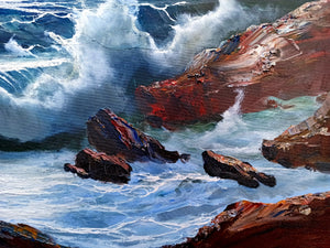 Sea swell painting n*5 series "Sea storms" oil canvas 27.5x39.3 inches painter Bruno Di Giulio 1943 Italian wall home decor charms