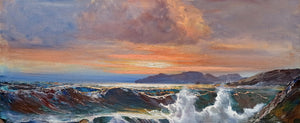 Sea swell painting n*6 series "Sea storms" oil canvas 27.5x39.3 inches painter Bruno Di Giulio 1943 Italian wall home decor charms