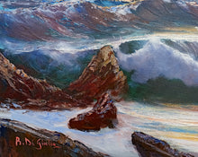 Load image into Gallery viewer, Sea swell painting n*6 series &quot;Sea storms&quot; oil canvas 27.5x39.3 inches painter Bruno Di Giulio 1943 Italian wall home decor charms
