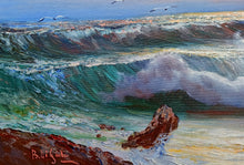 Load image into Gallery viewer, Sea swell painting n*4 series &quot;Sea storms&quot; oil canvas 23.6x47.2 inches painter Bruno Di Giulio 1943 Italian wall home decor charms
