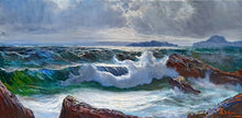 Load image into Gallery viewer, Sea swell painting n*3 series &quot;Sea storms&quot; oil canvas 23.6x47.2 inches painter Bruno Di Giulio 1943 Italian wall home decor charms
