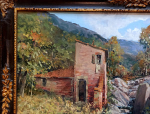 Big Tuscany painting "Old flour mill" oil canvas original painter Roberto Pisani Italian home decor wall art