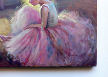 Load image into Gallery viewer, Italian painting &quot;Ballet dancer at rest&quot; ballerina oil original painter Domenico Ronca Italy figurative home decor wall art
