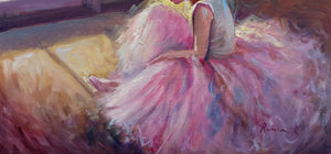 Italian painting "Ballet dancer at rest" ballerina oil original painter Domenico Ronca Italy figurative home decor wall art