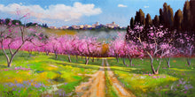 Load image into Gallery viewer, Italian Tuscany painting &quot;Flowery peach trees&quot; original oil Master painter Andrea Borella artwork Italy fine art charm home decor
