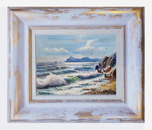 Load image into Gallery viewer, Painting sea &quot;Little swell n*1 of Rossella Baldino 1973&quot; FRAMED original oil canvas certified Italian home decor gift idea
