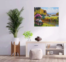 Load image into Gallery viewer, Italian Painting gardens &amp; villas series &quot;Garden with pond&quot; original artwork Andrea Borella Master painter Italian charm wall home decor
