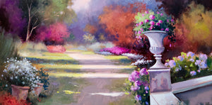 Italian Painting gardens & villas series "Garden path" original artwork Andrea Borella Master painter Italian charm wall home decor
