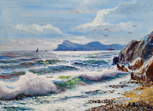 Painting sea "Little swell n*1 of Rossella Baldino 1973" FRAMED original oil canvas certified Italian home decor gift idea